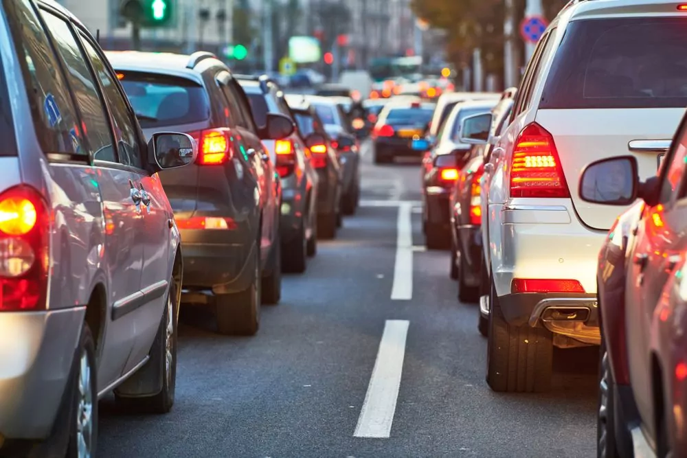 cars in traffic in California