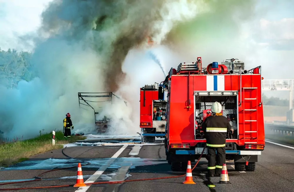 car on fire from car accident